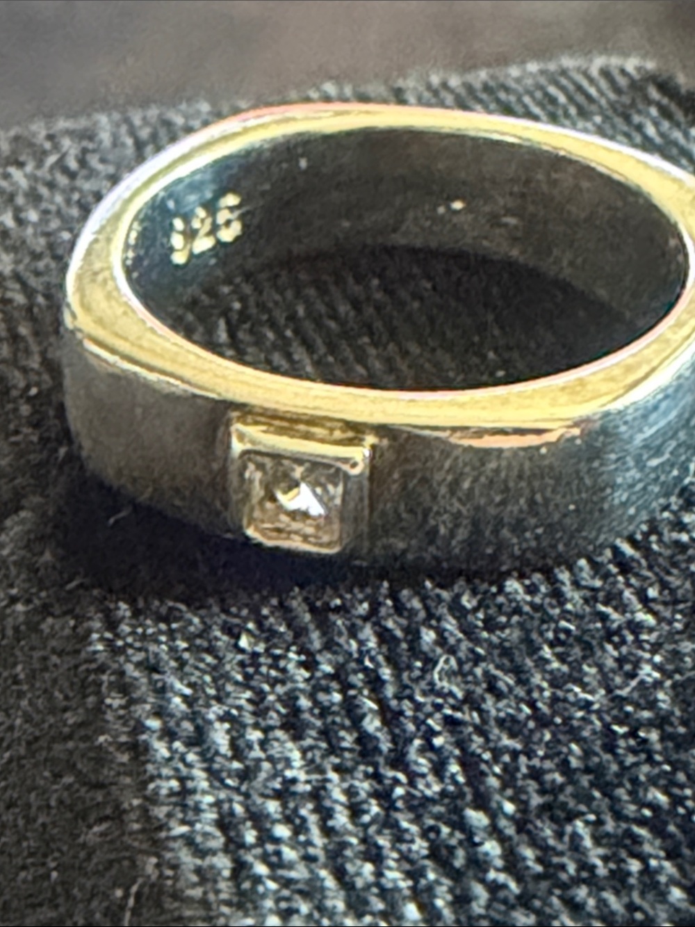 Sterling Silver Cubic Zirconia Square Accent Band - Silver unisex sz 8